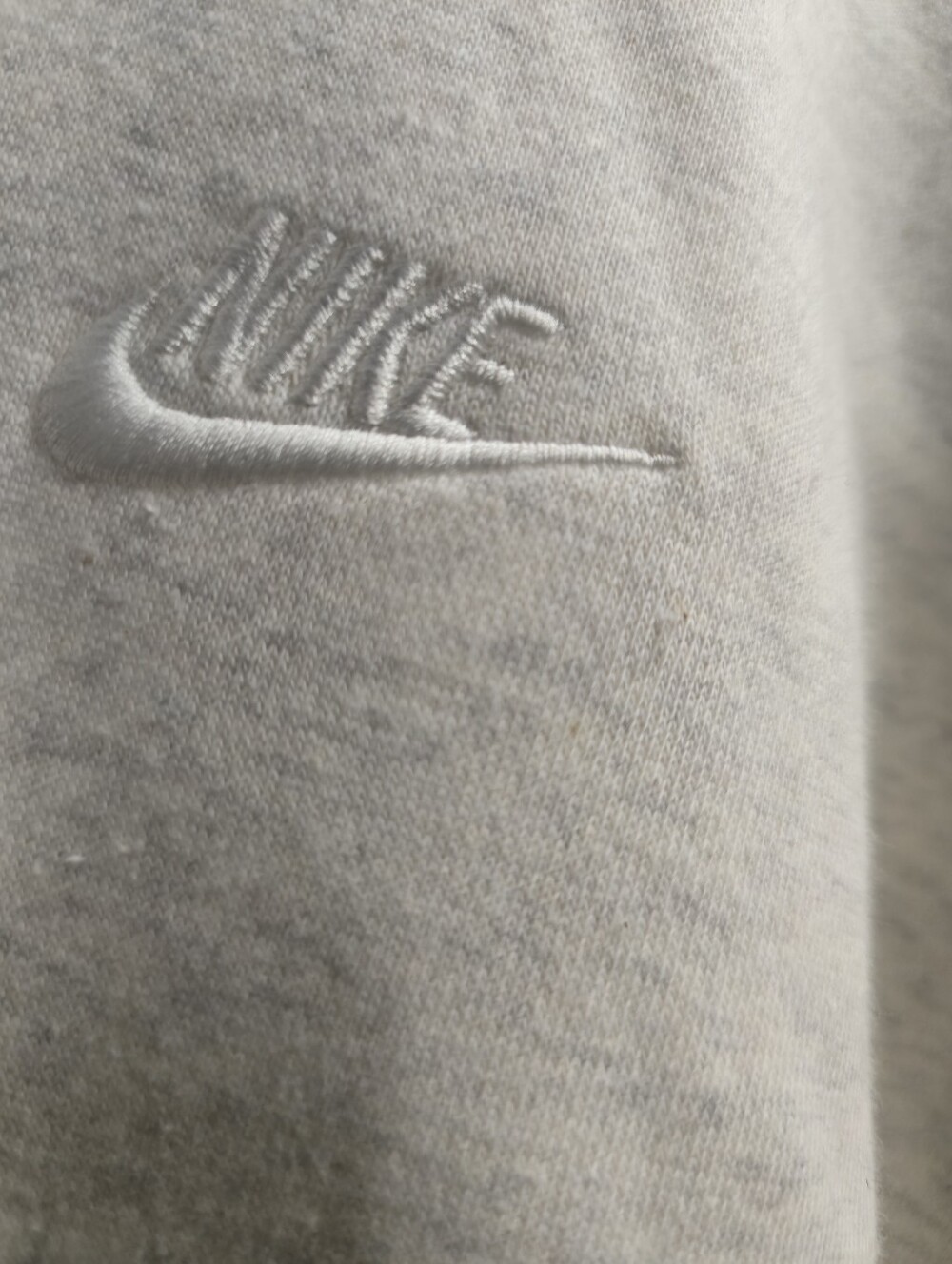 Nike Light Grey Crewneck Sweater with Embroidered Swoosh